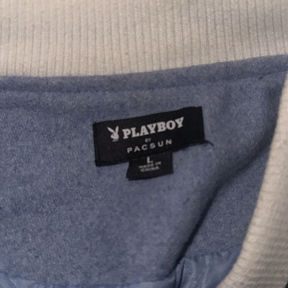PLAYBOY Light Blue and White Letterman Jacket - Picture 3 of 6